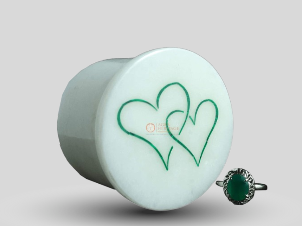 White Marble Ring Box Malachite Inlay Special Love Gifts